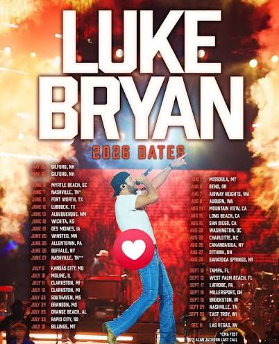 Luke Bryan live tour poster 2026